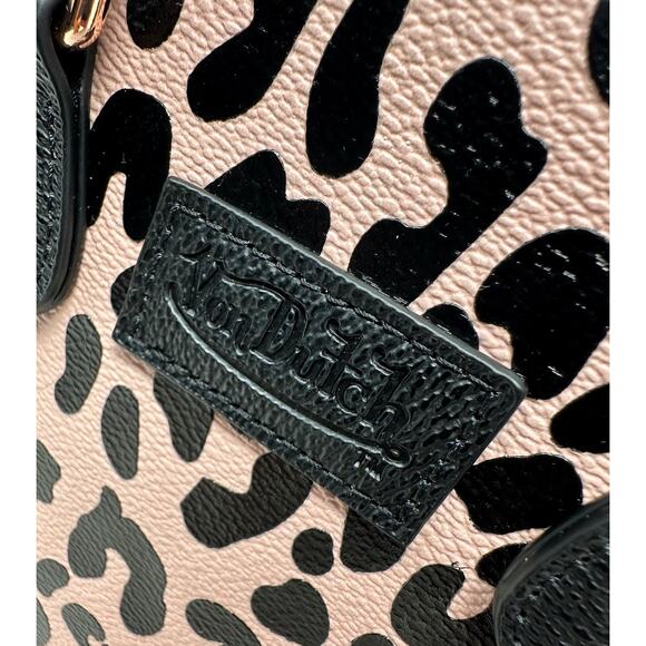 Von Dutch Women's Pink Black Cheetah Small Bowling Crossbody Hand Bag - Picture 9 of 11